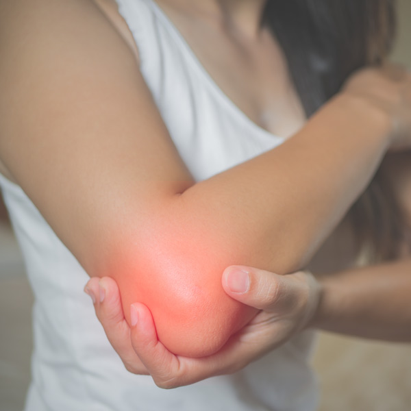 person with elbow pain
